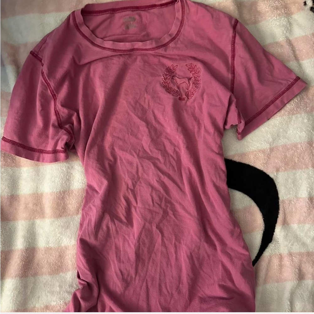 Pink T-Shirt with Embroidered Logo